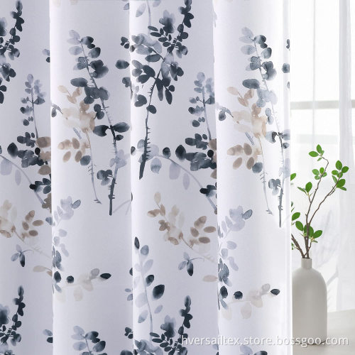 Classical Ink Painting Floral Printed Curtain